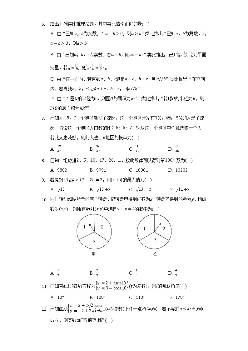 2021-2022学年河南省南阳地区高二（下）期末数学试卷（文科）（Word解析版）第2页