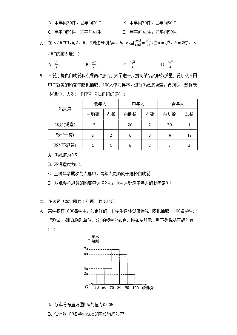 2021-2022学年山东省菏泽市高一（下）期末数学试卷（Word解析版）第2页