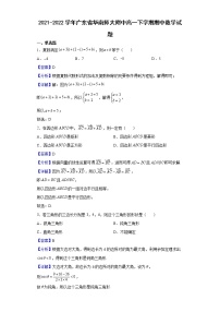 2021-2022学年广东省华南师大附中高一下学期期中数学试题含解析