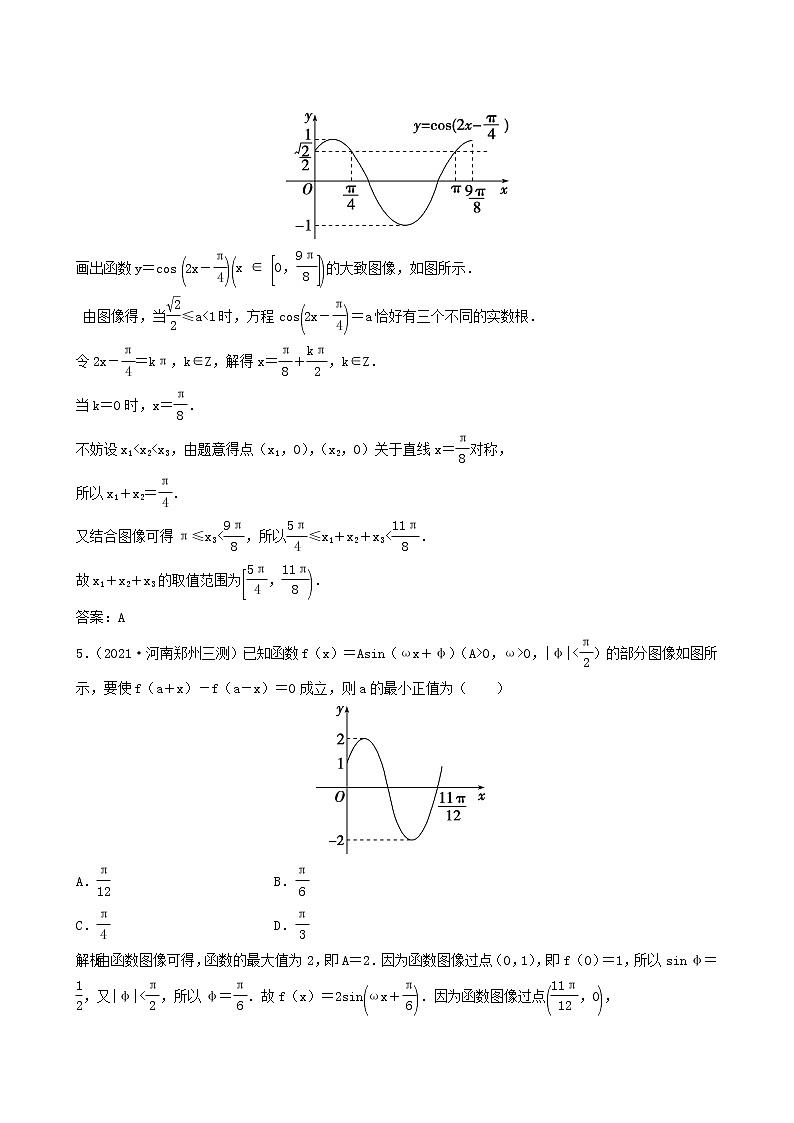 北师大版高考数学一轮复习第3章第5节y＝asinωx＋φ的图像及应用课时作业理含解析第3页