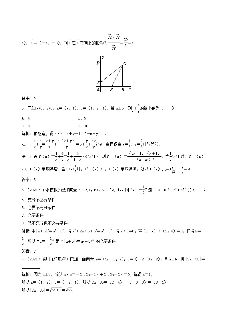 北师大版高考数学一轮复习第4章第3节平面向量的数量积课时作业理含解析第2页