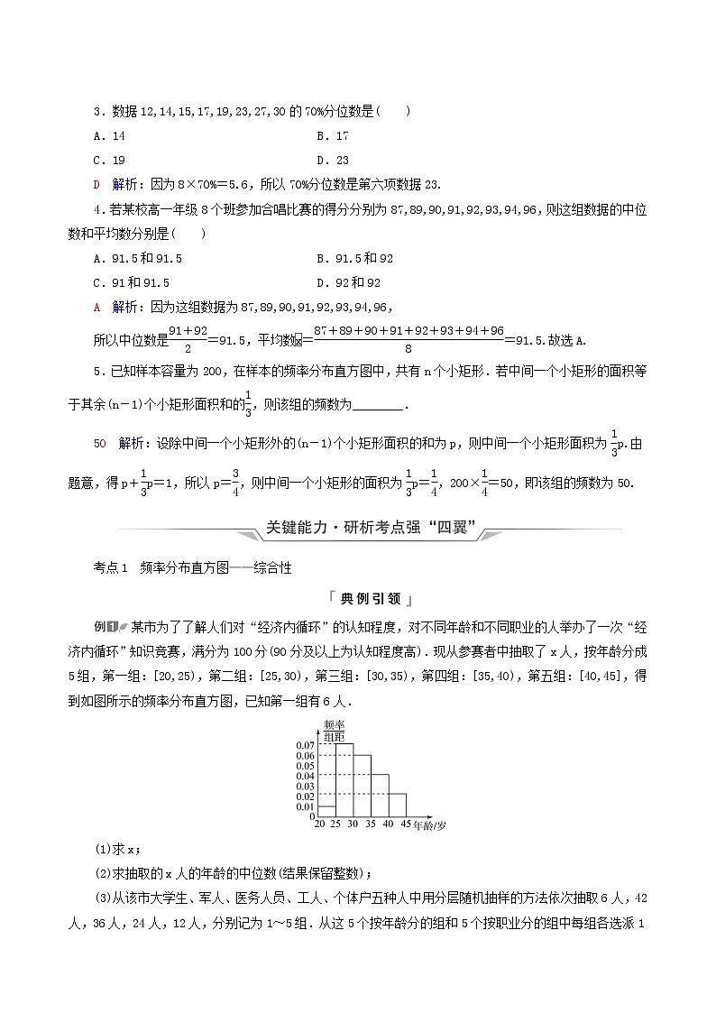 人教b版高考数学一轮复习第9章统计与统计案例第2节用样本估计总体学案含解析03