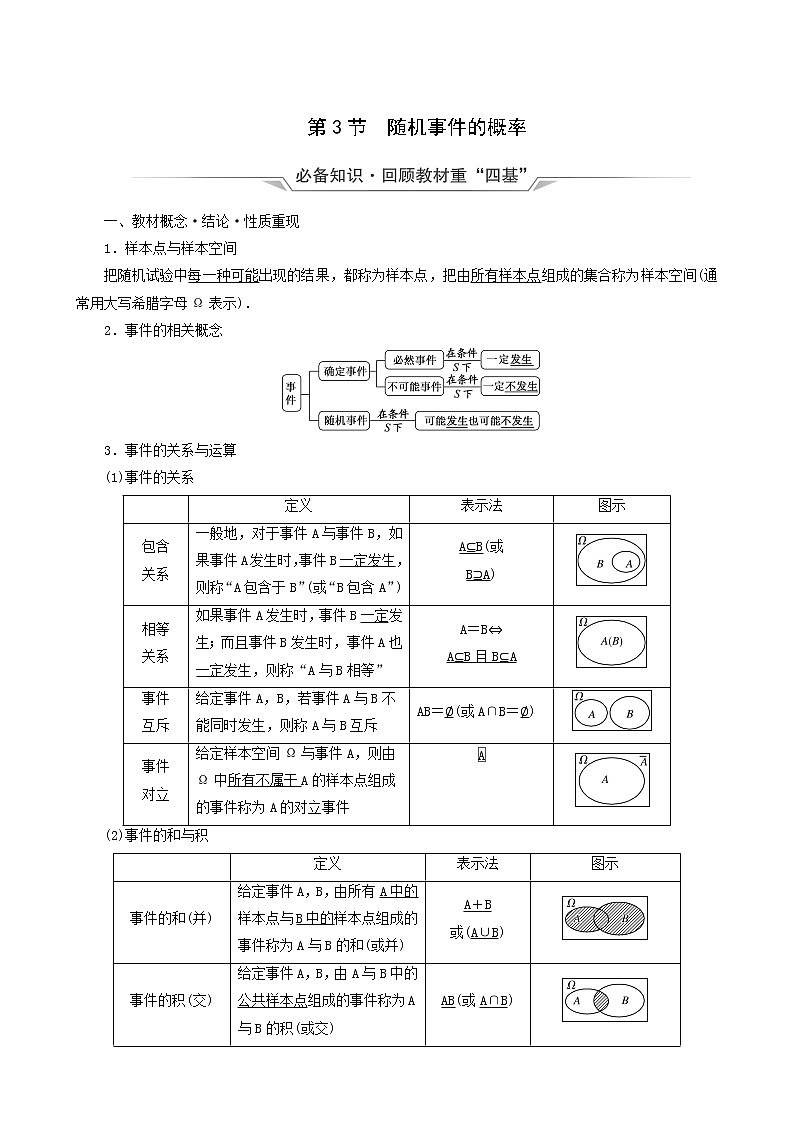 人教b版高考数学一轮复习第10章计数原理概率随机变量及其分布第3节随机事件的概率学案含解析第1页