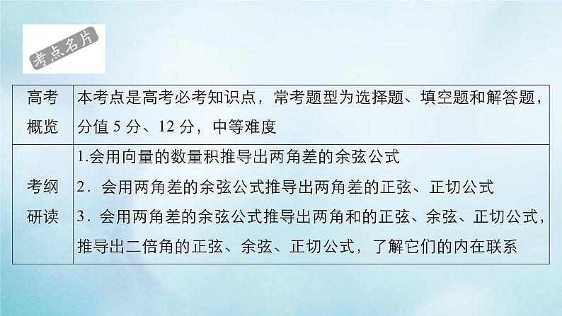 苏教版高考一轮复习考点通关练第3章三角函数解三角形与平面向量考点测试含答案21两角和与差的正弦余弦和正切公式课件02