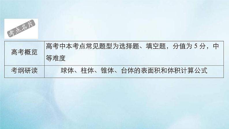 苏教版高考一轮复习考点通关练第6章立体几何考点测试含答案41空间几何体的表面积和体积课件第2页