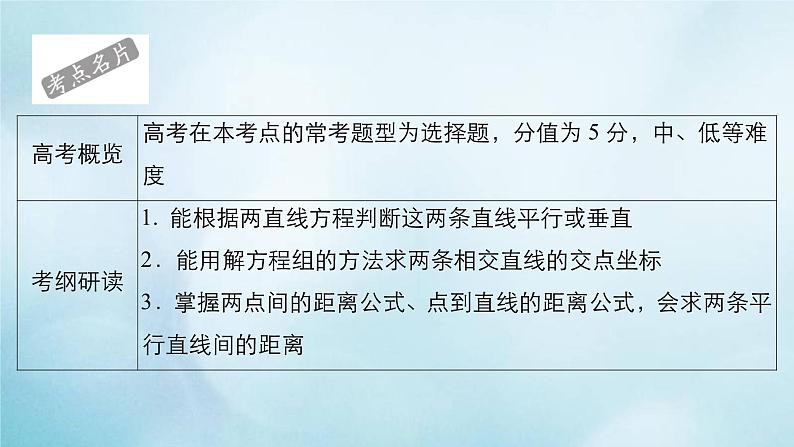 苏教版高考一轮复习考点通关练第7章平面解析几何考点测试含答案46两条直线的位置关系与距离公式课件02