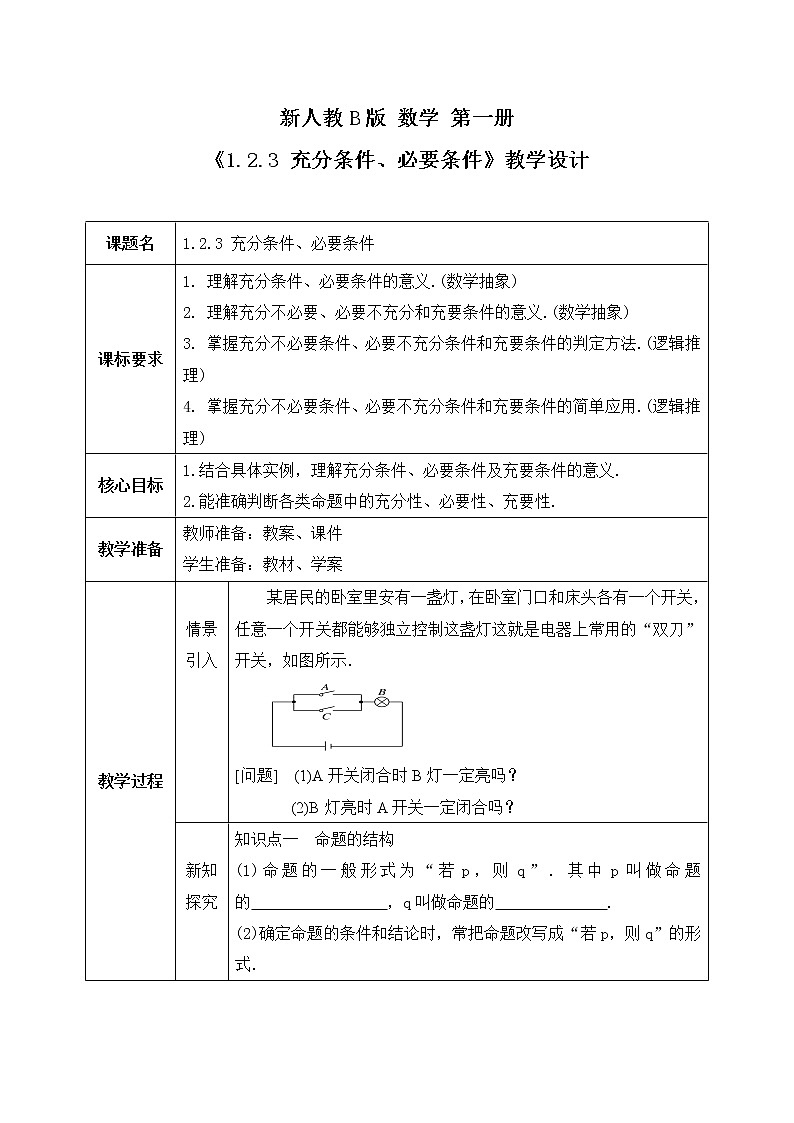 1.2.3《充分条件、必要条件》课件PPT+教案01
