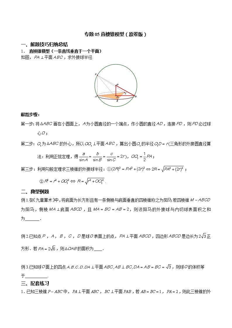 专题05 直棱锥模型（原卷版）第1页