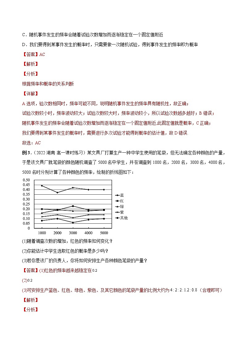 10.3 频率与概率-高一数学新教材同步配套教学讲义（人教A版2019必修第二册）03