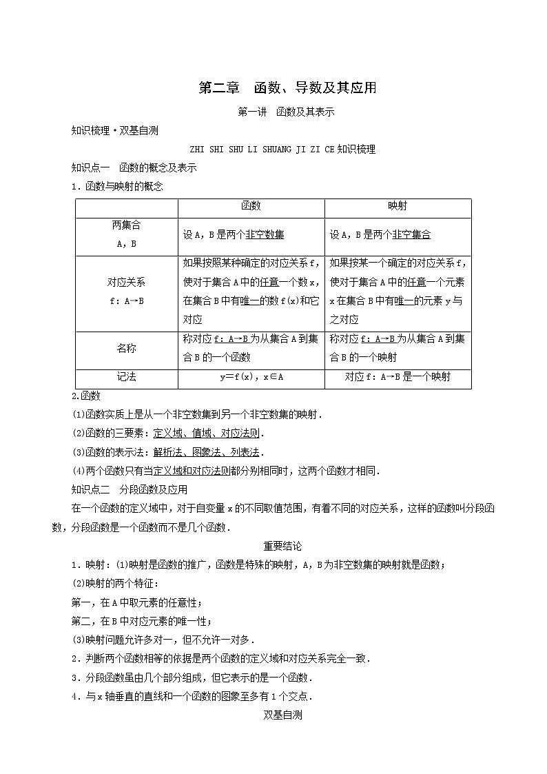 高考数学一轮复习第2章函数导数及其应用第1讲函数及其表示学案01