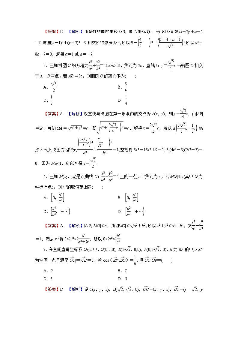 人教A版（2019）高中数学选择性必修第一册 模块综合测试02