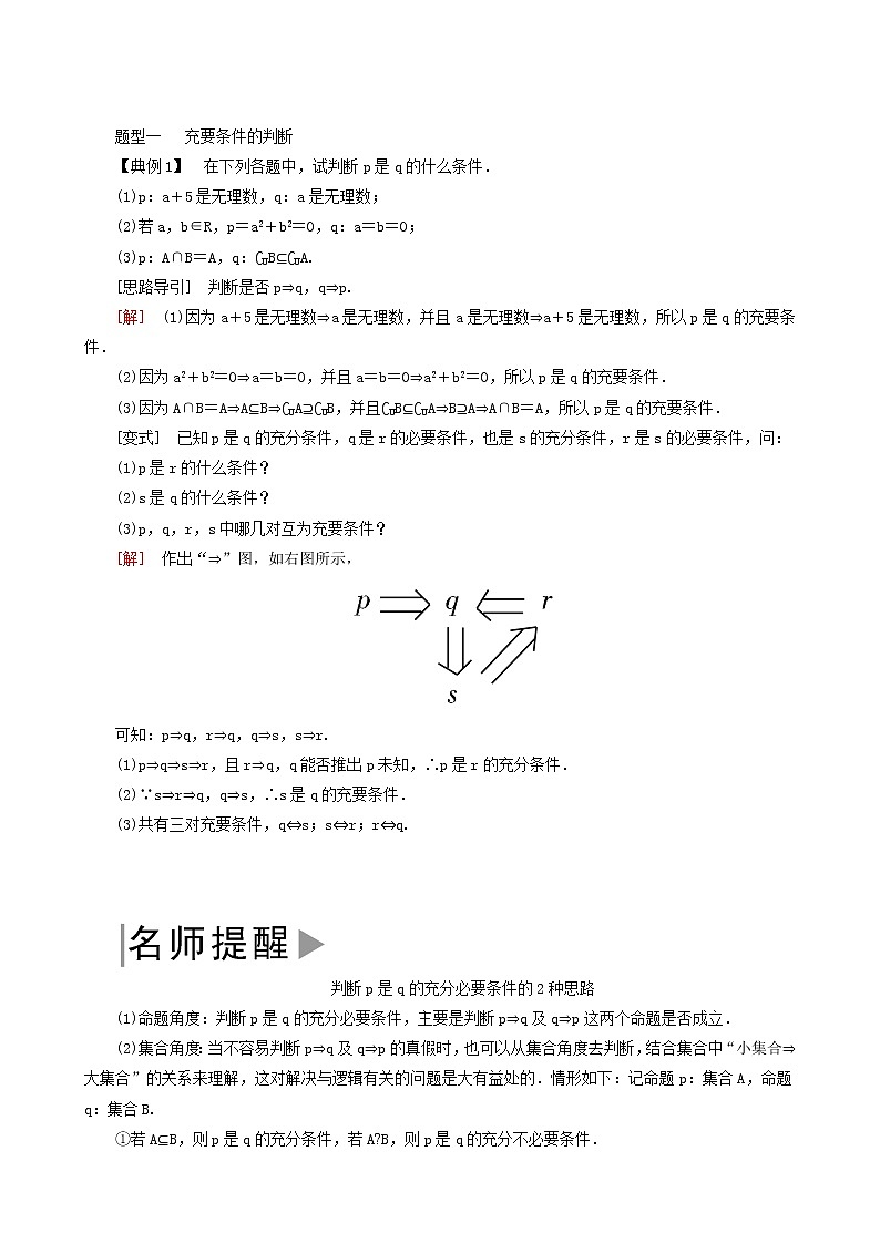 人教a版高中数学必修第一册1-4-2充要条件学案02