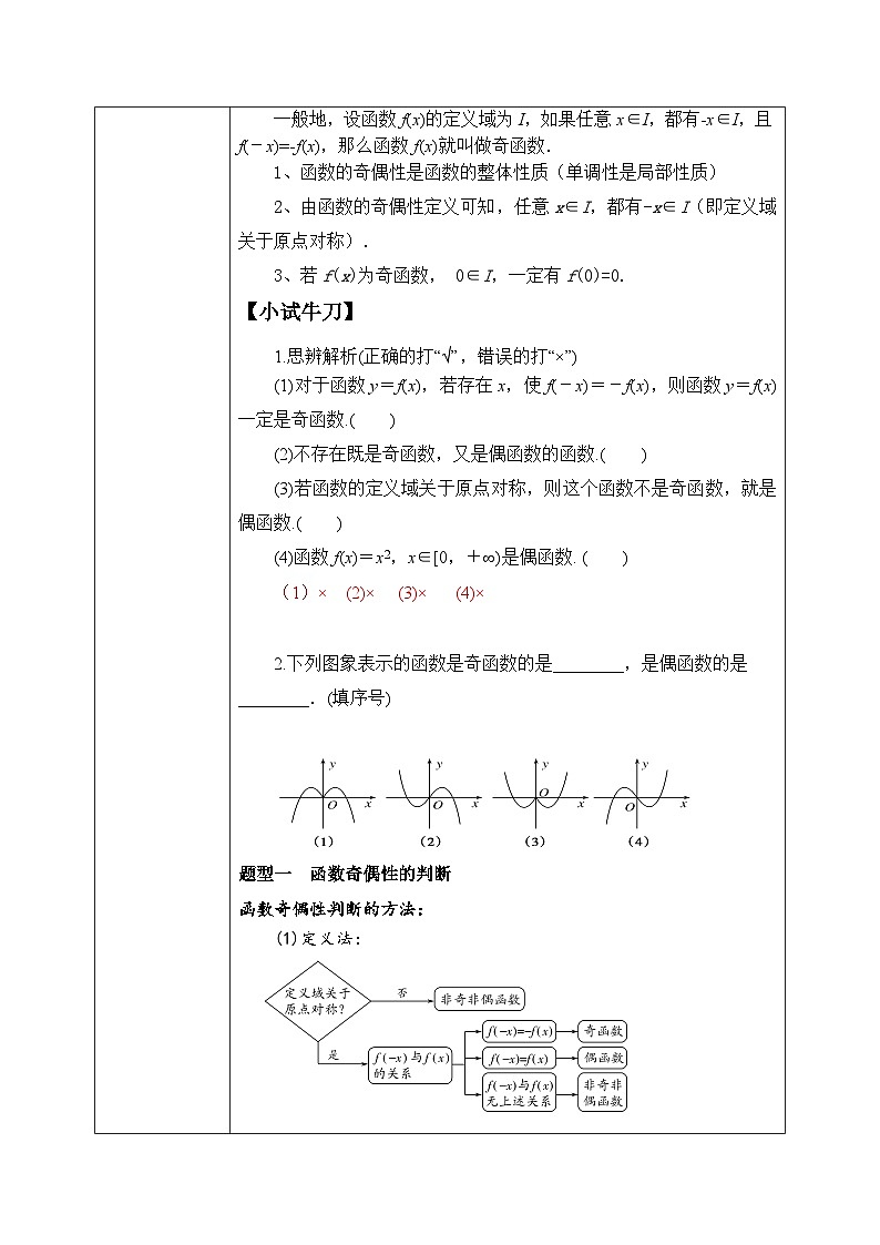 必修第一册高一上数学第三章3.2.2《第1课时函数的奇偶性》课件+教案02