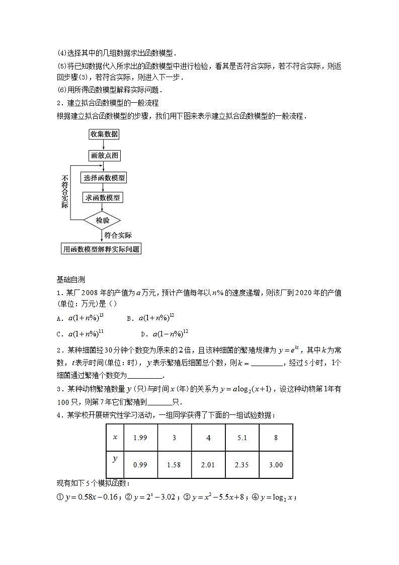 第四章指数函数与对数函数4.5函数的应用二4.5.3函数模型的应用教案新人教A版必修第一册 教案第2页