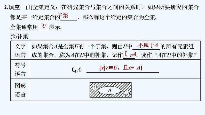 【最新版】高中数学（新人教B版）教案+同步课件第二课时　集合的补集06