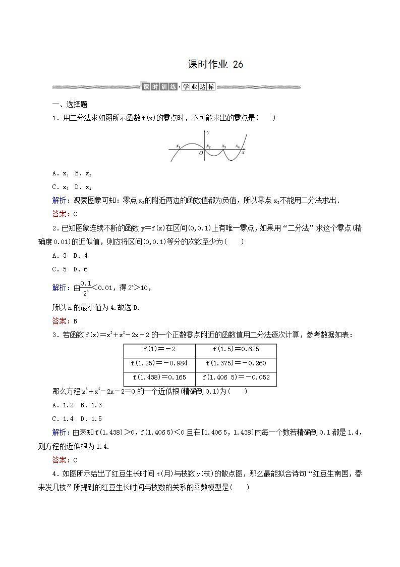 人教A版高中数学必修第一册课时作业26函数模型的应用含答案01