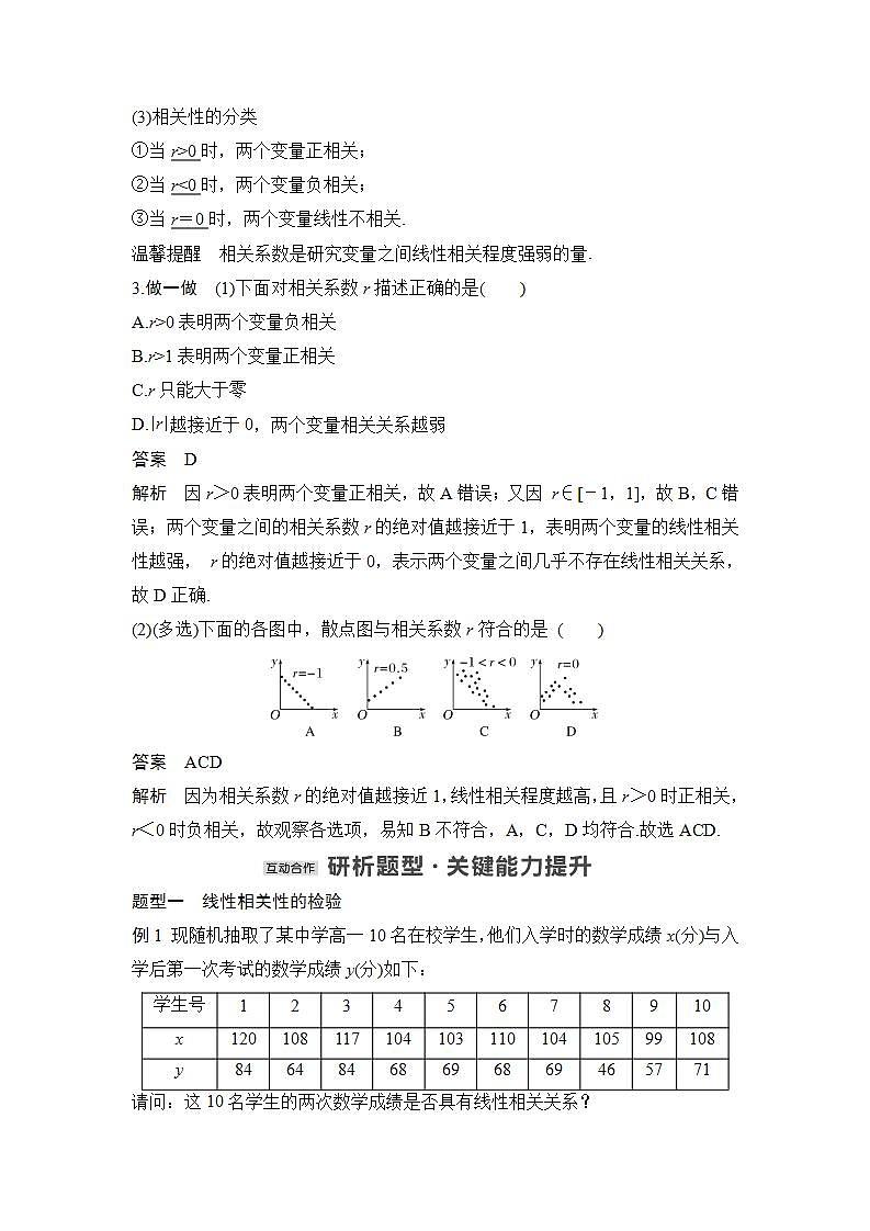 2.1　相关系数 2.2　成对数据的线性相关性分析第2页