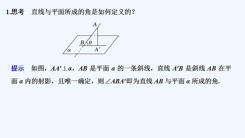 【最新版】高中数学（新人教B版）教案+同步课件1.2.3　直线与平面的夹角05
