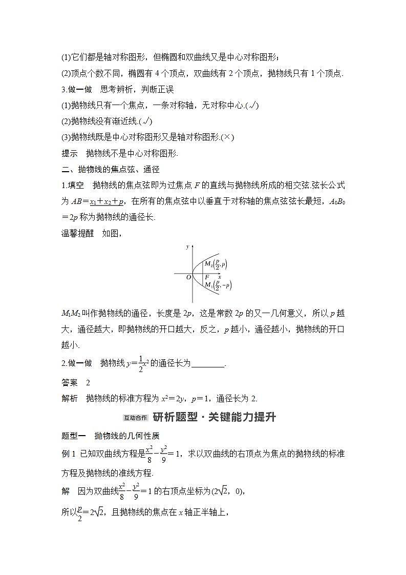 【最新版】高中数学（新苏教版）教案+同步课件第一课时　抛物线的几何性质02