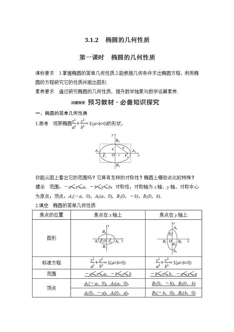 第一课时　椭圆的几何性质第1页