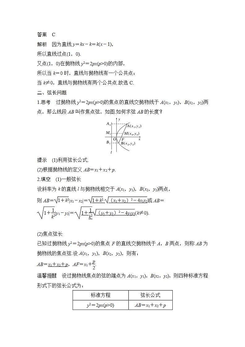 第二课时　抛物线的方程与性质的应用第2页
