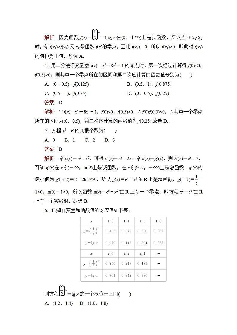 2023届高考数学一轮复习精选用卷 第三章 函数、导数及其应用 考点14 函数与方程+答案解析第2页