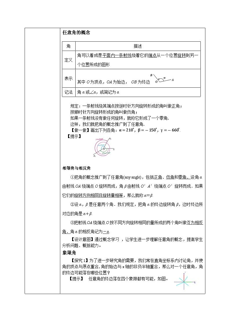 必修第一册高一上数学第五章5.1.1《任意角》课件+教案02