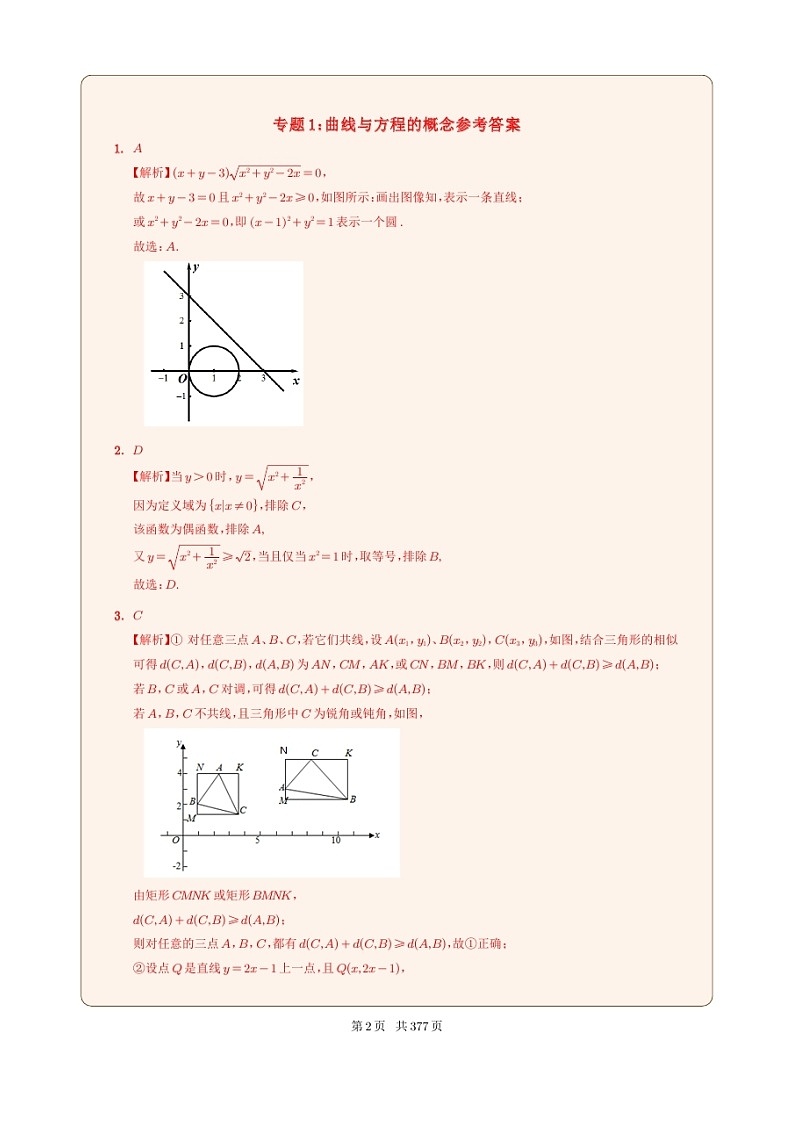 新高考数学一轮复习圆锥曲线专题01《曲线与方程的概念》解析版第1页