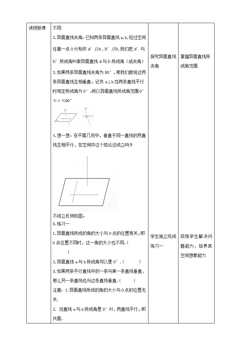 人教A版 2019 高一必修2数学 8.6.1 直线与直线垂直 课件+教案02