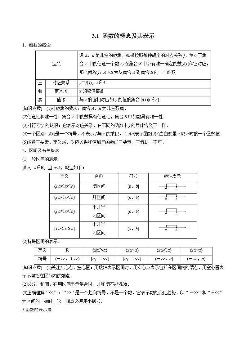 3.1 函数的概念及其表示（原卷版）第1页