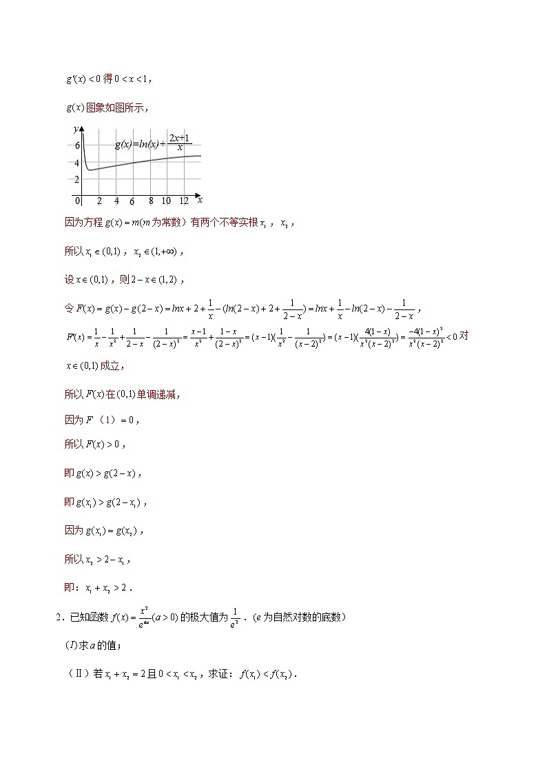 第五章 导数极值点偏移专题（专题训练卷）-【单元测试】2022-2023学年高二数学尖子生选拔卷（人教A版2019选择性必修第二册）02