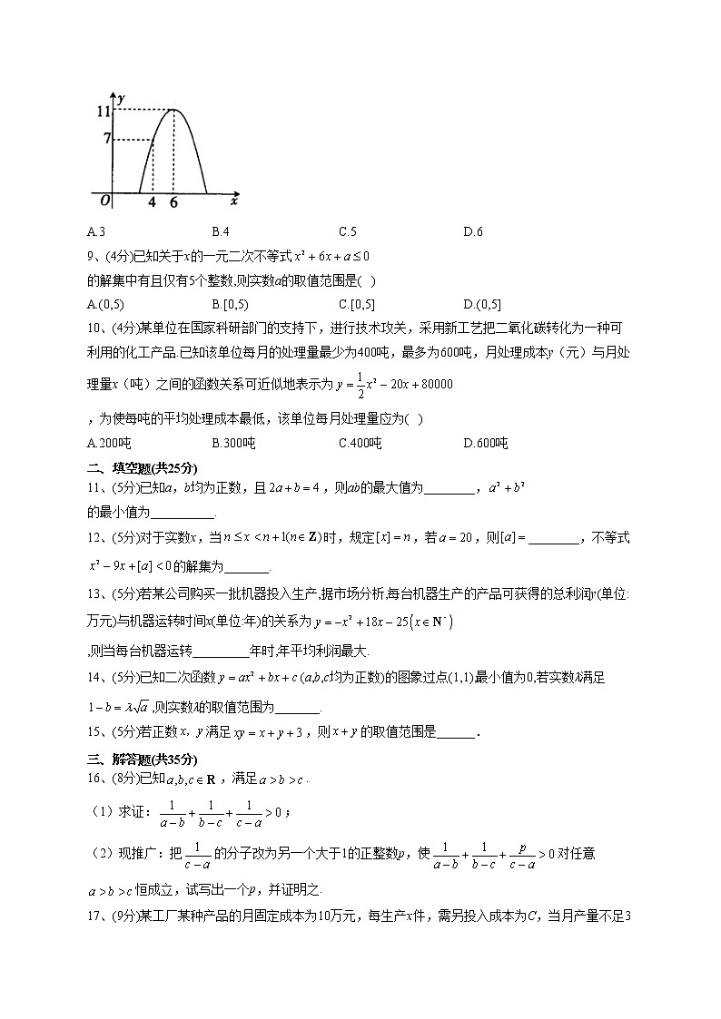 2022-2023学年人教B版2019必修一第二章 等式与不等式 单元测试卷(word版含答案)02