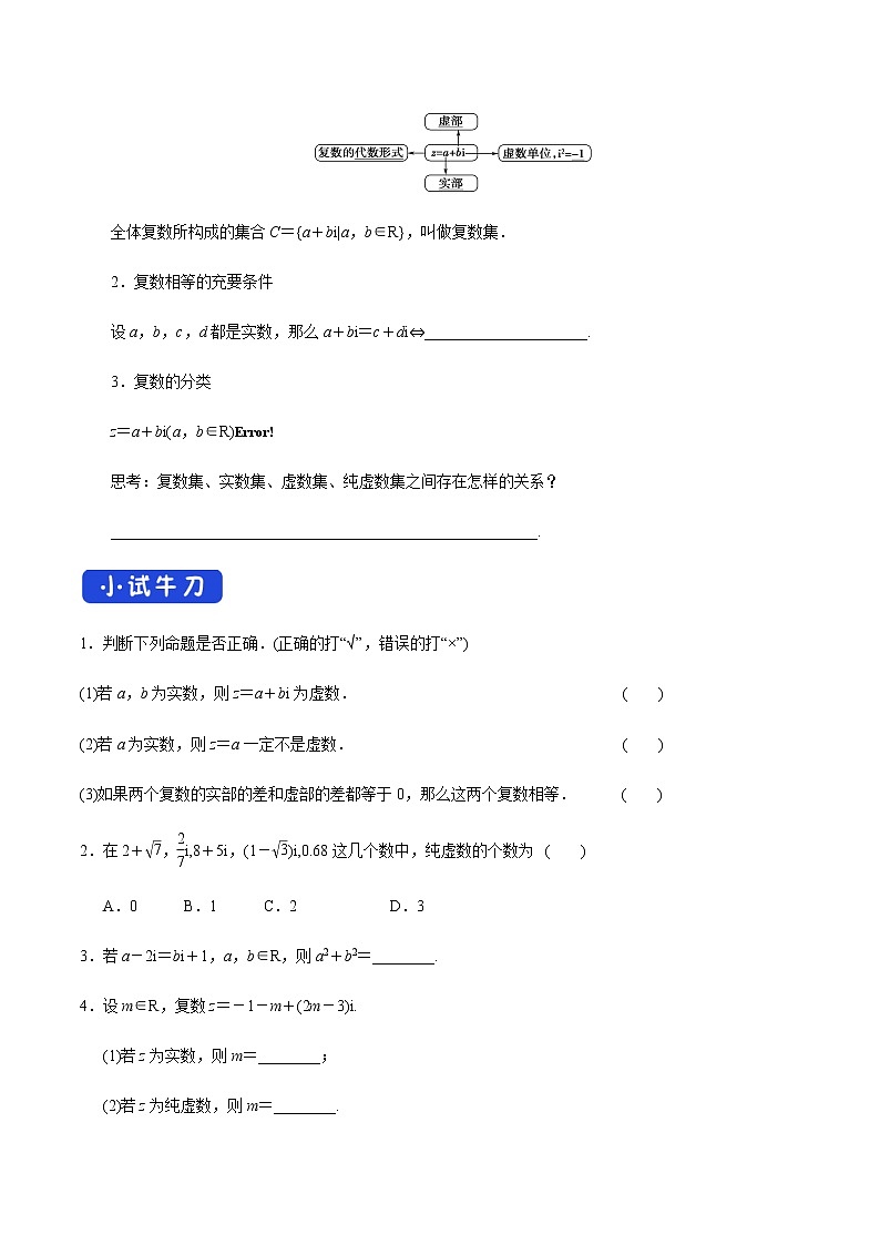 高中数学必修二  7.1.1 数系的扩充和复数的概念 导学案新02
