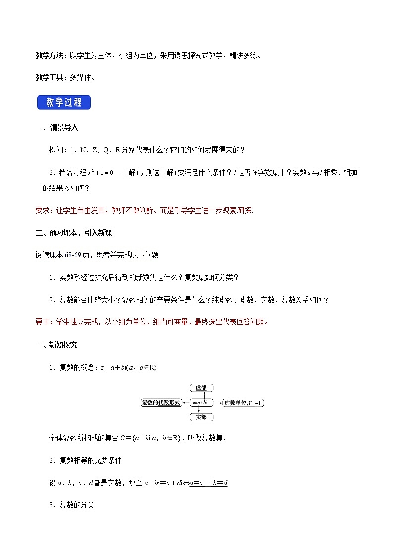 高中数学必修二  7.1.1 数系的扩充和复数的概念 教学设计新第2页