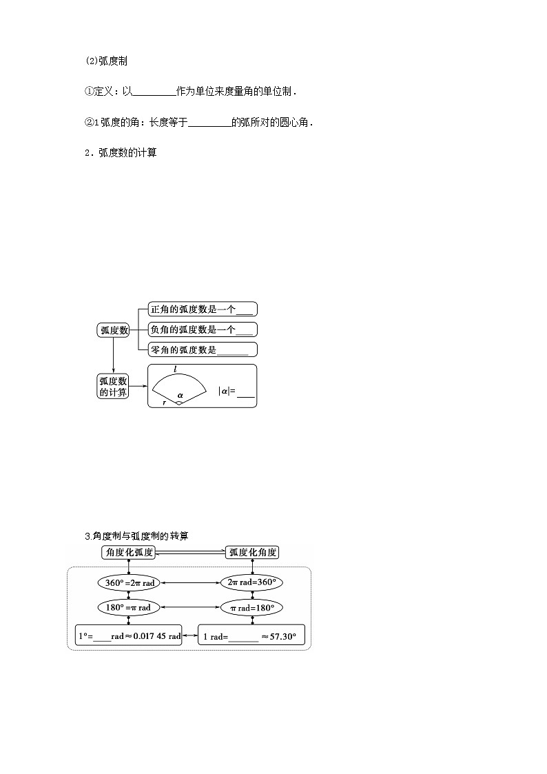高中数学必修一 《5.1 任意角和弧度制》教学导学案02