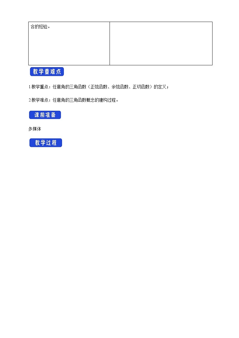高中数学必修一 《5.2 三角函数的概念》名师精品教案教学设计02