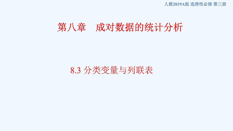 高中数学选择性必修三 8.3 分类变量与列联表  （课件）第1页