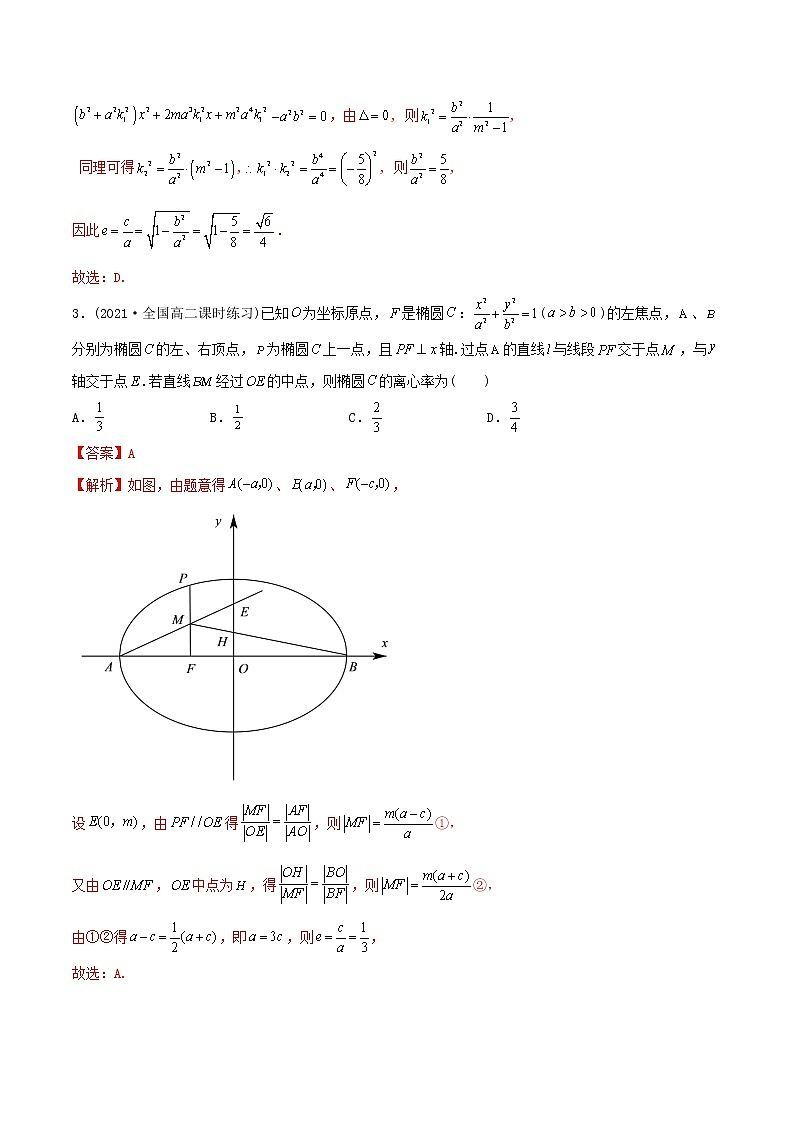 高中数学选择性必修一  精讲精炼1. 椭圆的简单几何性质（精练）(含答案)第2页