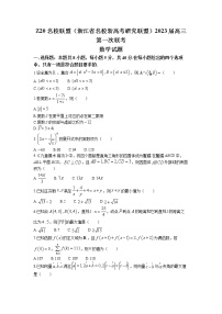 2023浙江省名校新高考研究联盟（Z20）高三上学期第一次联考数学试卷含答案