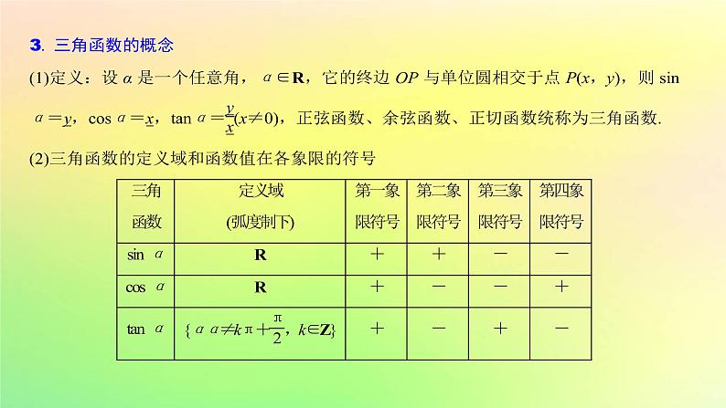 广东专用2023版高考数学一轮总复习第四章三角函数与解三角形4.1任意角蝗制及三角函数的概念课件第6页