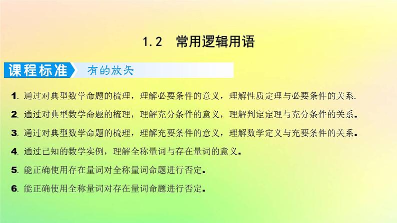 广东专用2023版高考数学一轮总复习第一章集合与常用逻辑用语不等式1.2常用逻辑用语课件第1页