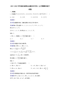 2021-2022学年湖北省黄石市部分中学高一上学期期中数学试题含解析