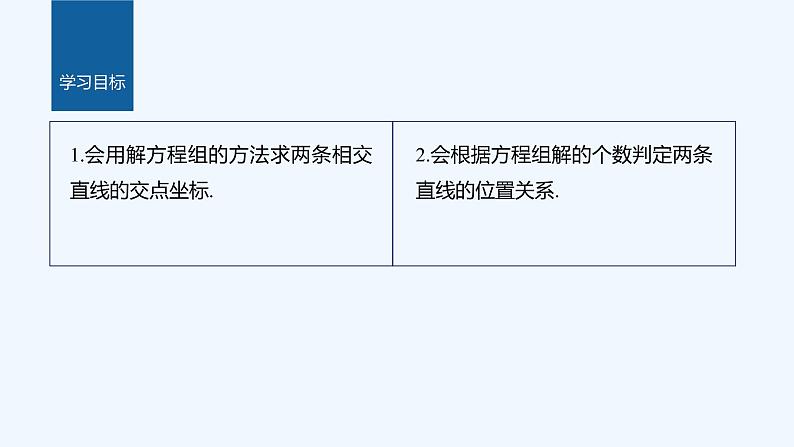 新教材北师大版步步高选择性必修一【学案+同步课件】第一章 1.5 两条直线的交点坐标02