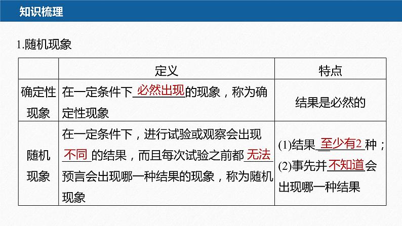 新教材北师大版学习笔记必修一第七章 1【学案+同步课件】.1 随机现象　1.2 样本空间　1.3 随机事件08