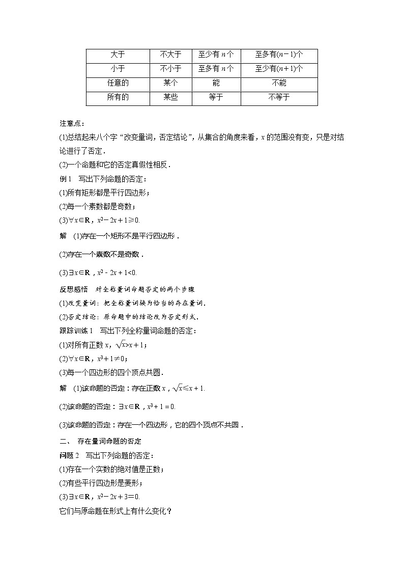 新教材北师大版学习笔记必修一第一章 2【学案+同步课件】.2 第2课时　全称量词命题与存在量词命题的否定02