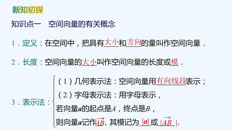 【最新版】新教材北师大版【同步课件】课件1：§2　第1课时　空间向量的概念及线性运算05