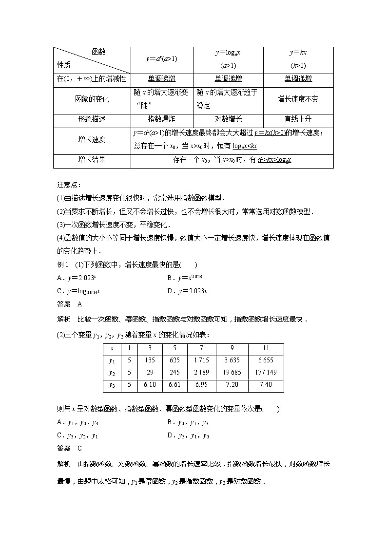 新教材人教A版步步高学习笔记【学案+同步课件】4.新教材人教A版步步高学习笔记【学案+同步课件】4.3 不同函数增长的差异02