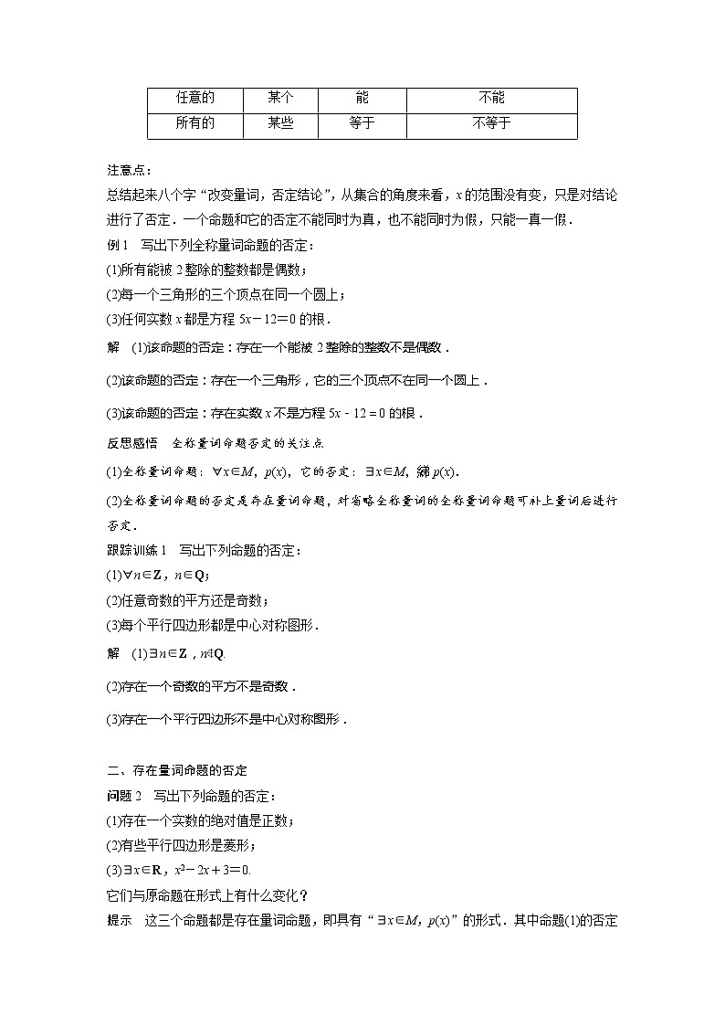 1.5.2 全称量词命题和存在量词命题的否定第2页