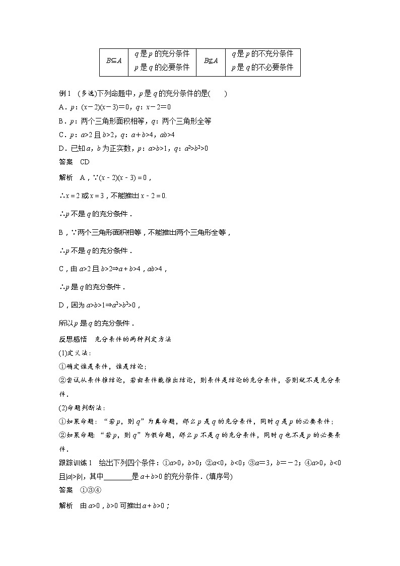 新教材人教B版步步高学习笔记【同步学案】第一章 1.2.3 第1课时　充分条件、必要条件02