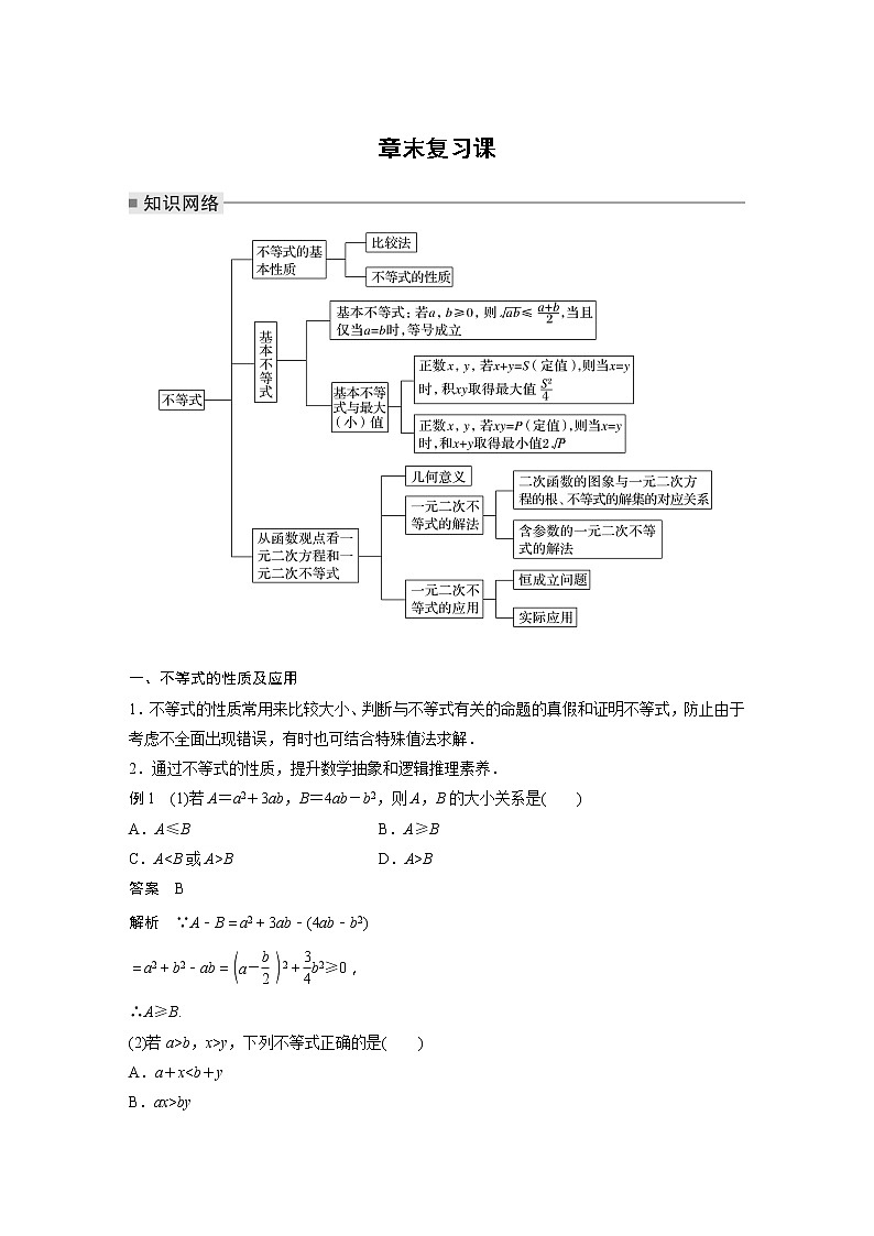 新教材苏教版步步高学习笔记【同步学案】第3章 章末复习课01